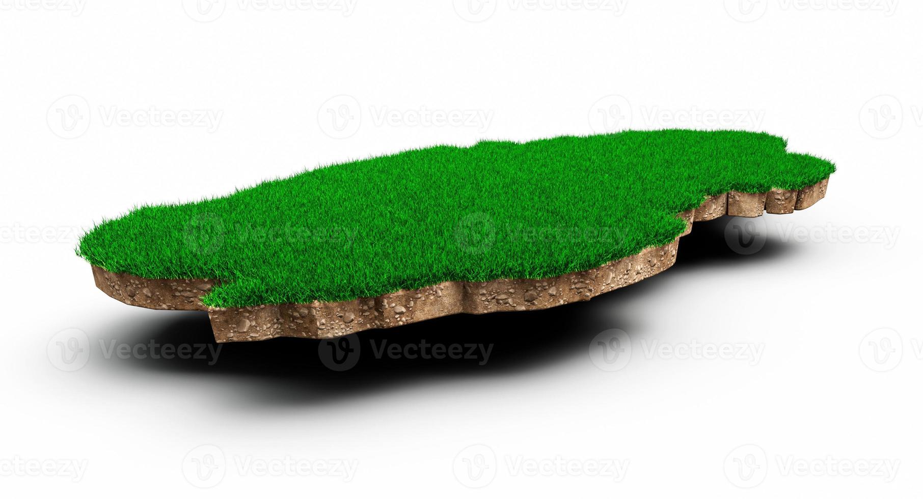 Qatar Map soil land geology cross section with green grass and Rock ground texture 3d illustration photo
