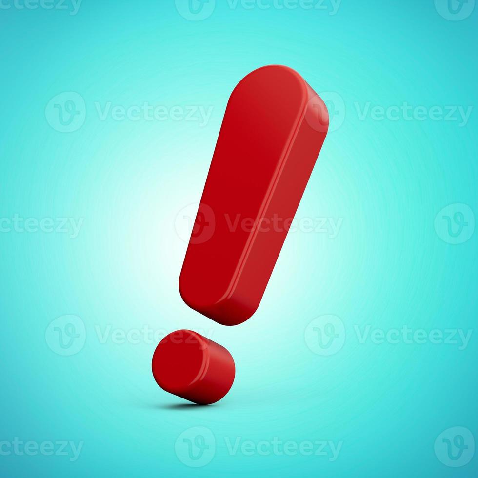 Red exclamation mark Exclamation icon warning attention mark isolated 3d illustration photo