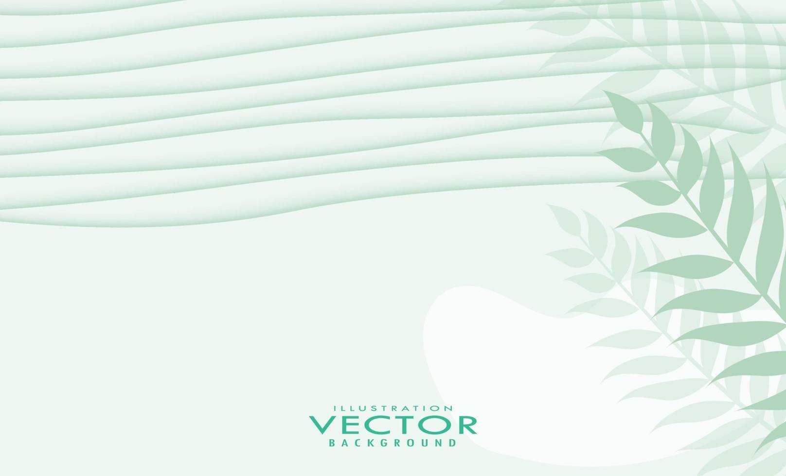 soft green leaves on white wave background vector
