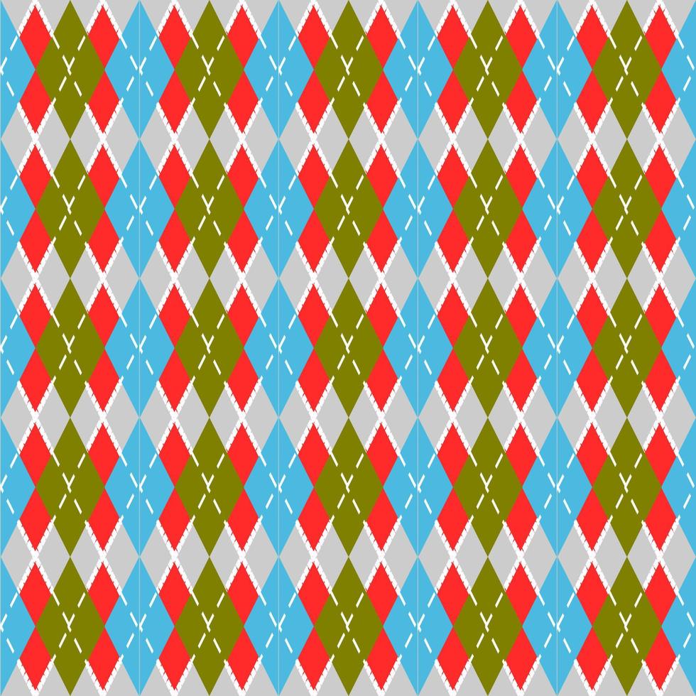 seamless blue argyle pattern with dashed lines vector