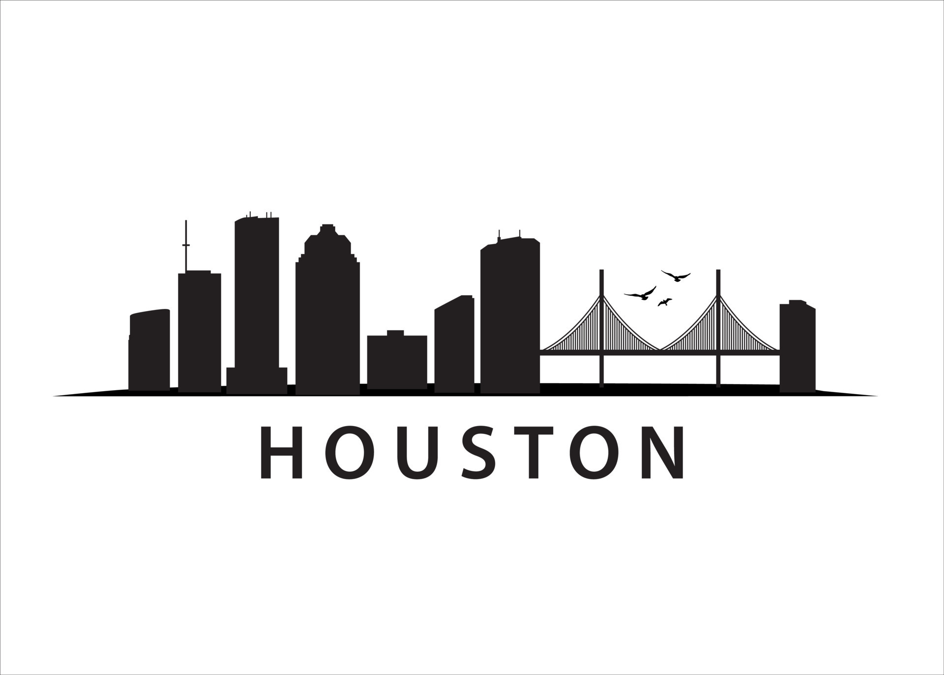 Houston in Texas, USA. American Skyline Landscape 13477819 Vector Art ...