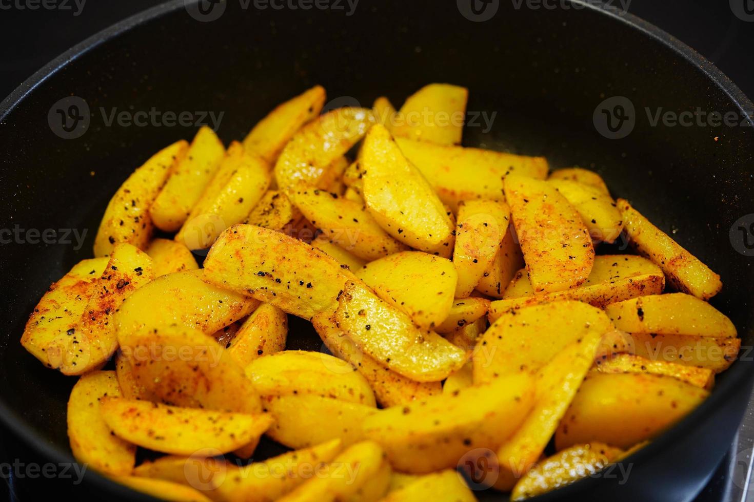 Farmers Breakfast with ham eggs and fried potatoes photo