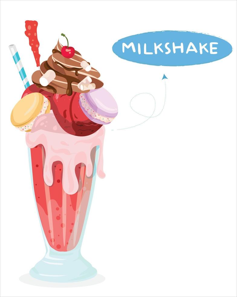Milkshakes, ice cream. on white background. Seamless colorful fruit milkshake set design. Vector illustration cartoon flat icon collection isolated on white.