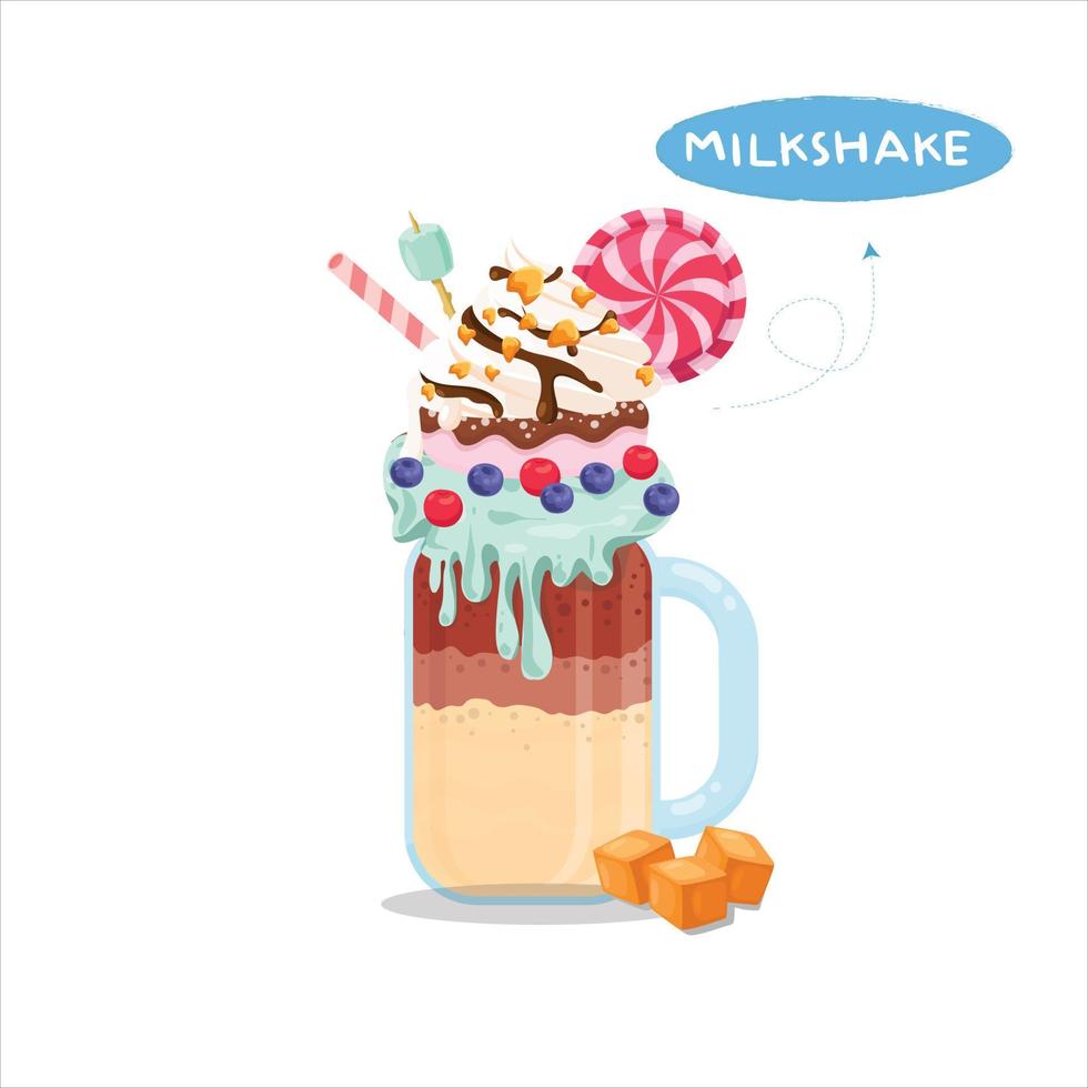 Special Promotion design milkshakes, advertising banners. in a glass with a handle Vector illustration.