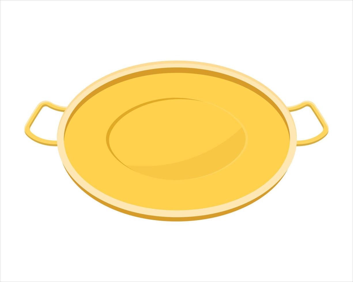 yellow cooking pan. with handle. on a white background vector