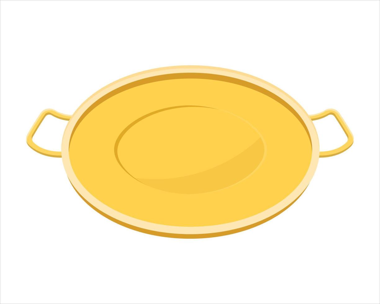 yellow cooking pan. with handle. on a white background vector