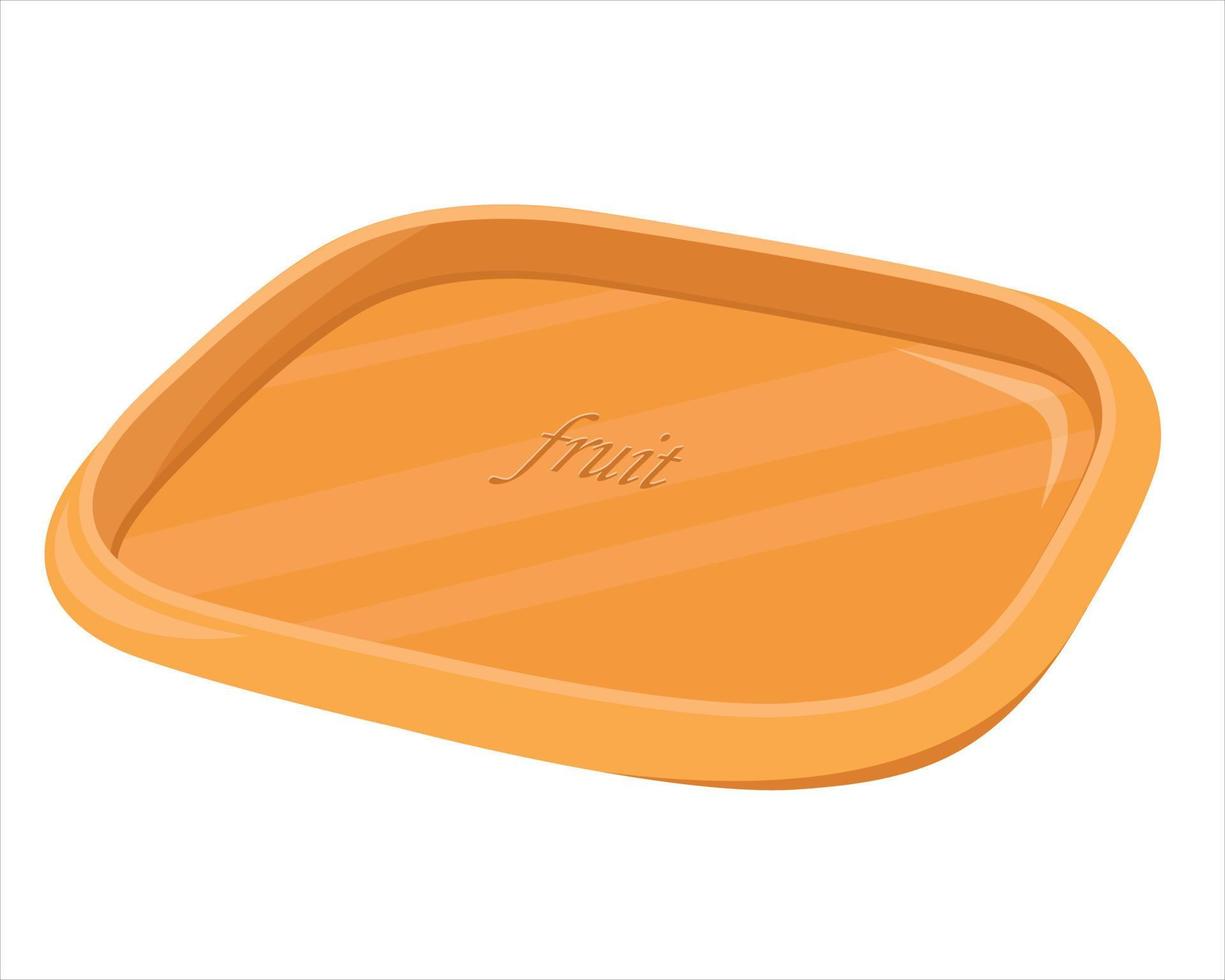 PrintEmpty meal trays Cartoon food dish tray, wooden square