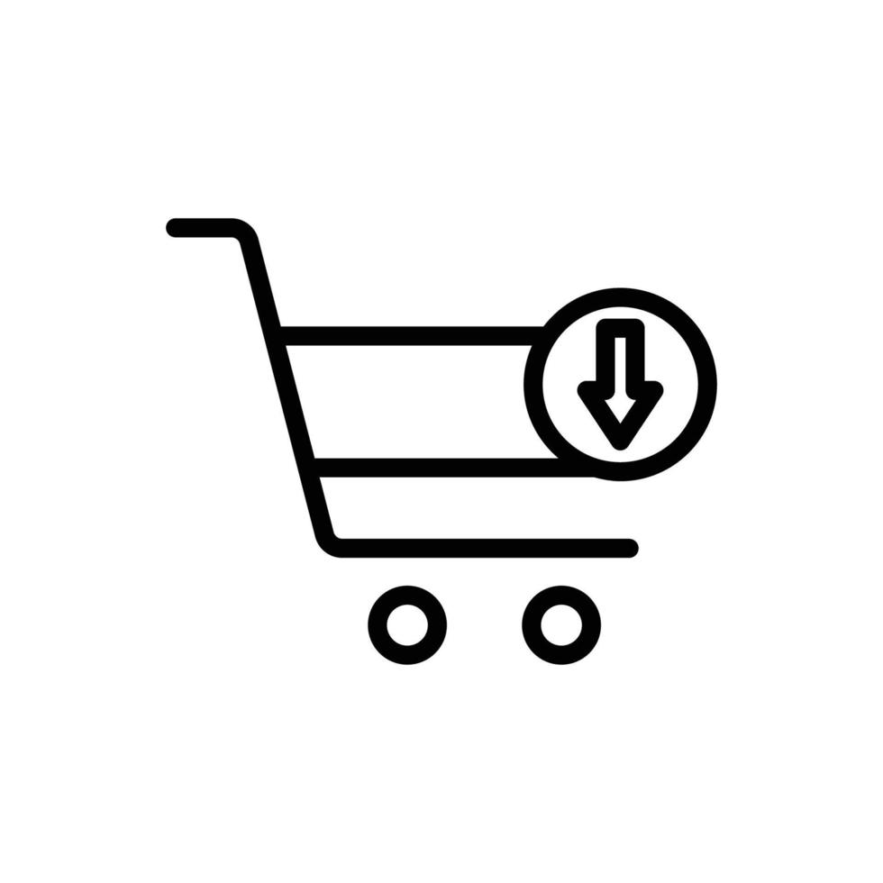 Online shop line icon. Contains shopping cart with download. icon illustration related to  e commerce shop. Simple vector design editable. Pixel perfect at 32 x 32