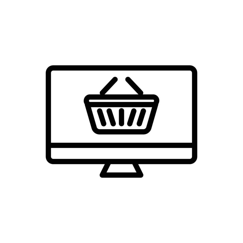 icono de línea de tienda en línea. contiene monitor con carrito de compras. ilustración de icono relacionada con la tienda de comercio electrónico. diseño vectorial simple editable. píxel perfecto a 32 x 32 vector