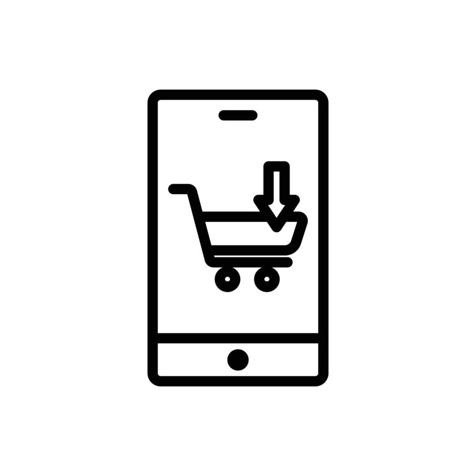 Online shop line icon. Contains mobile phone icon with shopping cart. icon illustration related to  e-commerce shop. Simple vector design editable. Pixel perfect at 32 x 32