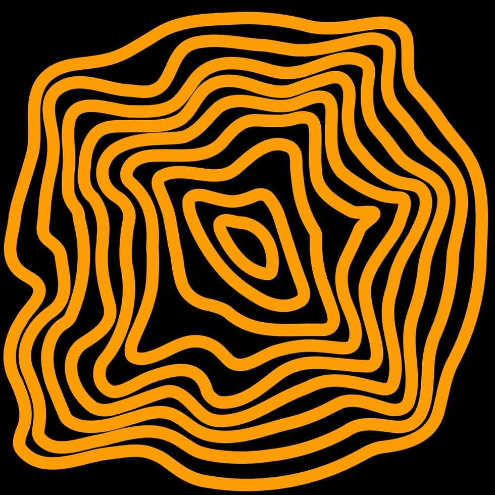 black background of orange waves, hypnosis vector