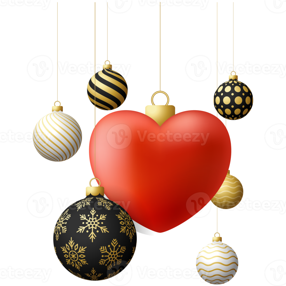 love heart christmas bauble ball png