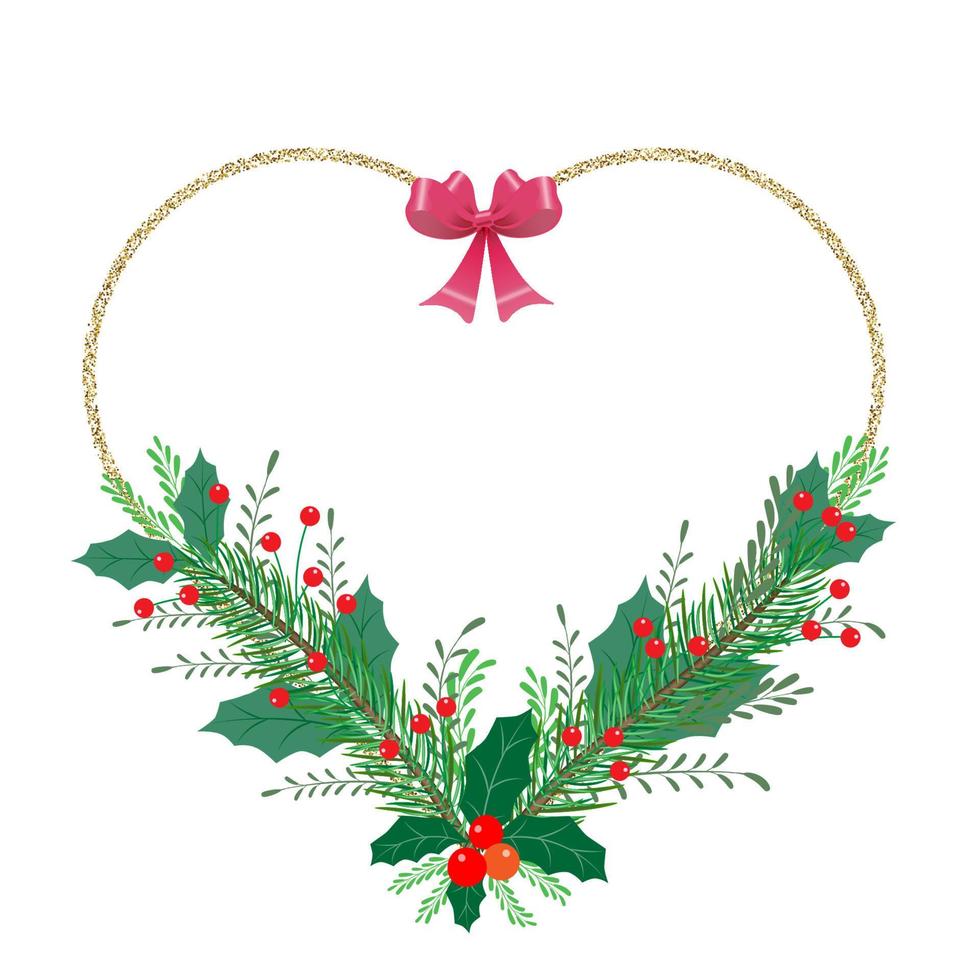 golden christmas frame heart vector