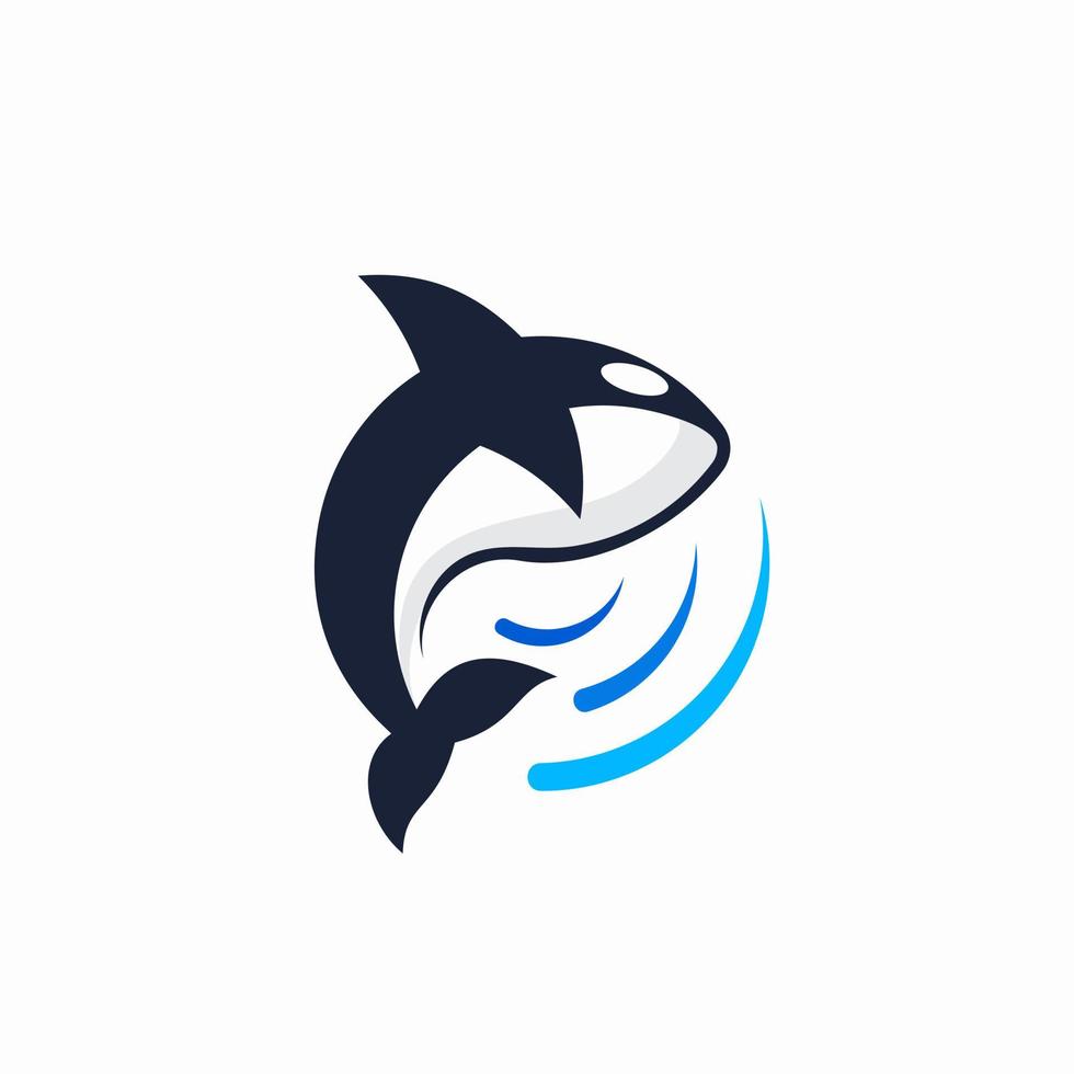 orca animal logo círculo de salto vector