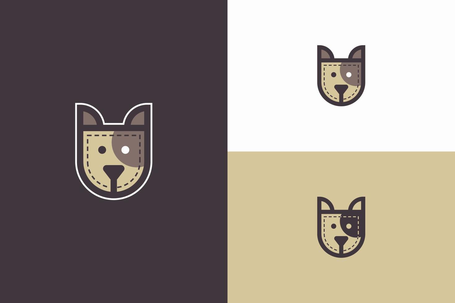 dog head logo illustration with pocket shape vector