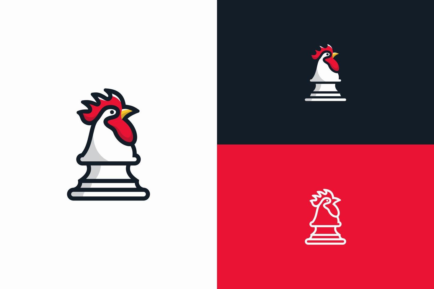 chicken logo with chess pawn shape vector