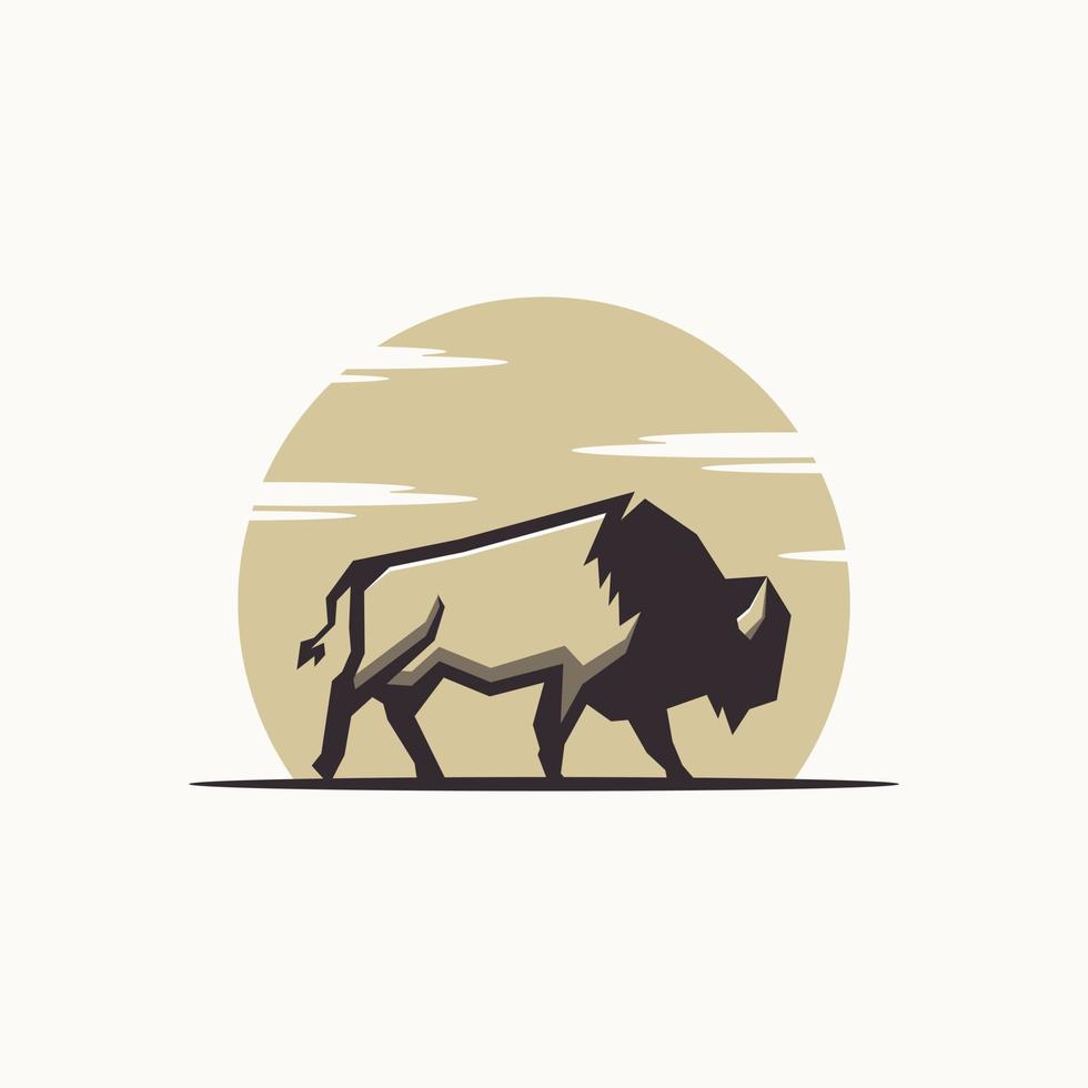 bisonte animal logo ilustración vector