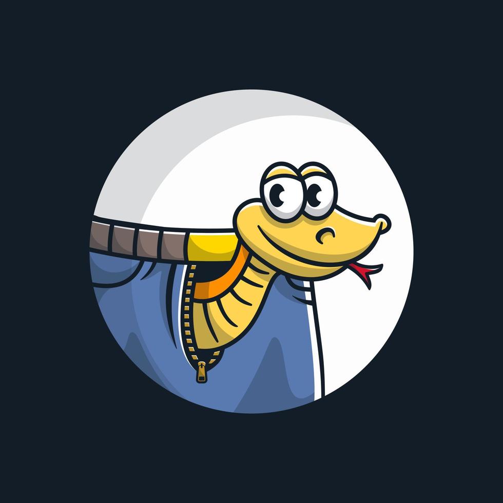 snake logo illustration coming out of zipper vector