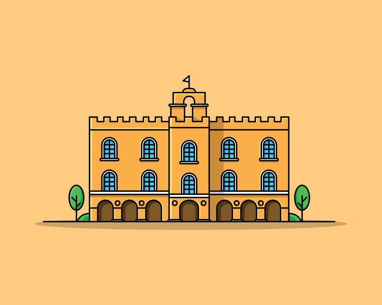 Building Cartoon Vector Icon Illustration. Famous Building Traveling Icon Concept Isolated Premium Vector. Flat Cartoon Style