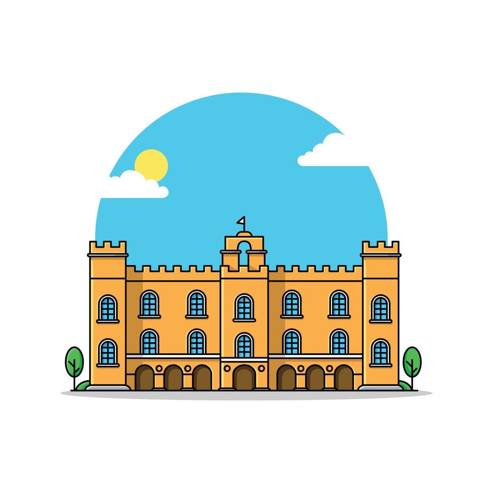 edificio ilustración de icono de vector de dibujos animados. edificio famoso concepto de icono de viaje aislado vector premium. estilo de dibujos animados plana