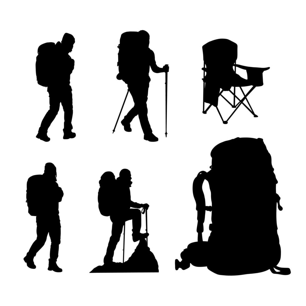 set of solo hiking adventure vector design