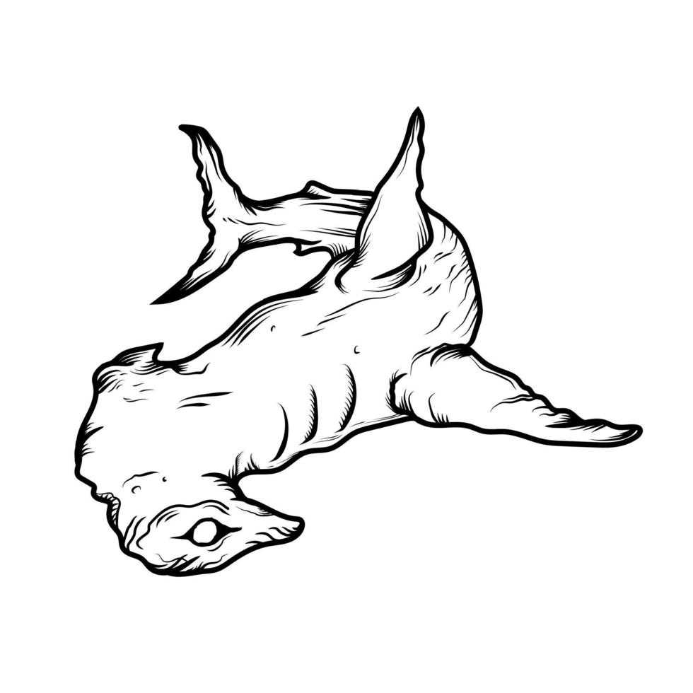 Hammer head shark black and white design.eps vector