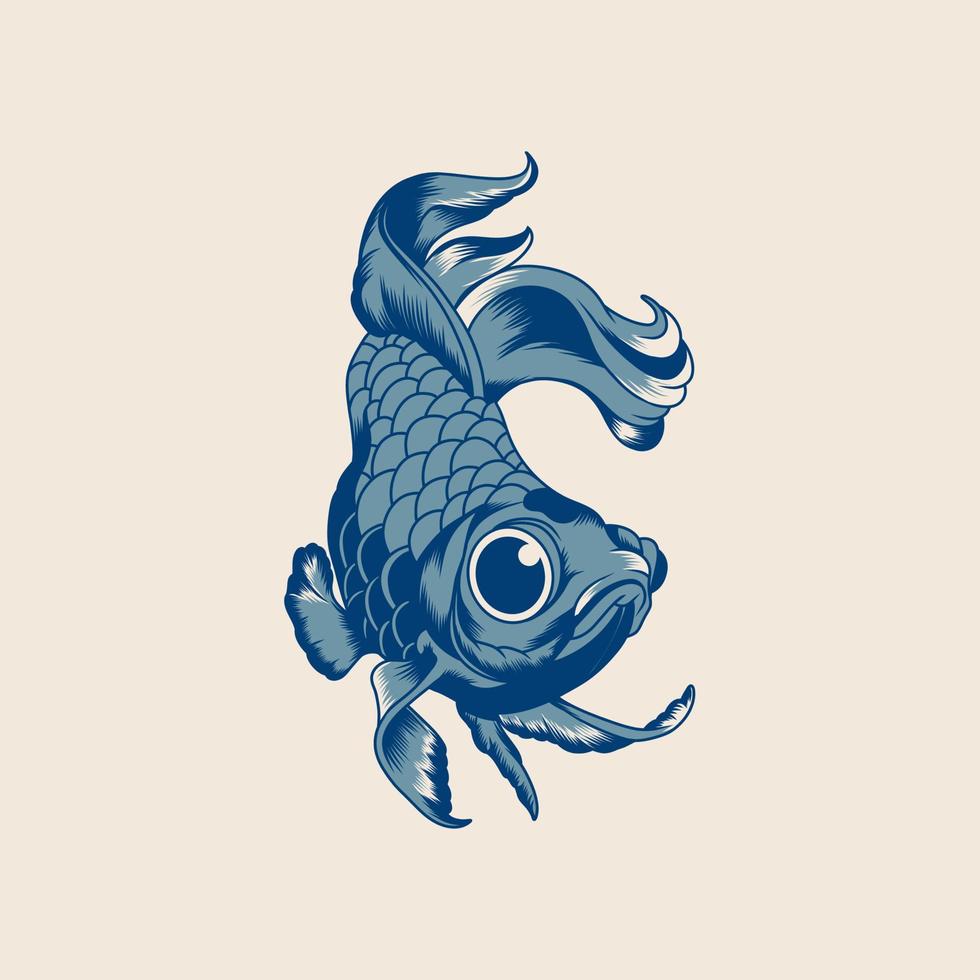 Illustration of golden fish with big eyes vector design