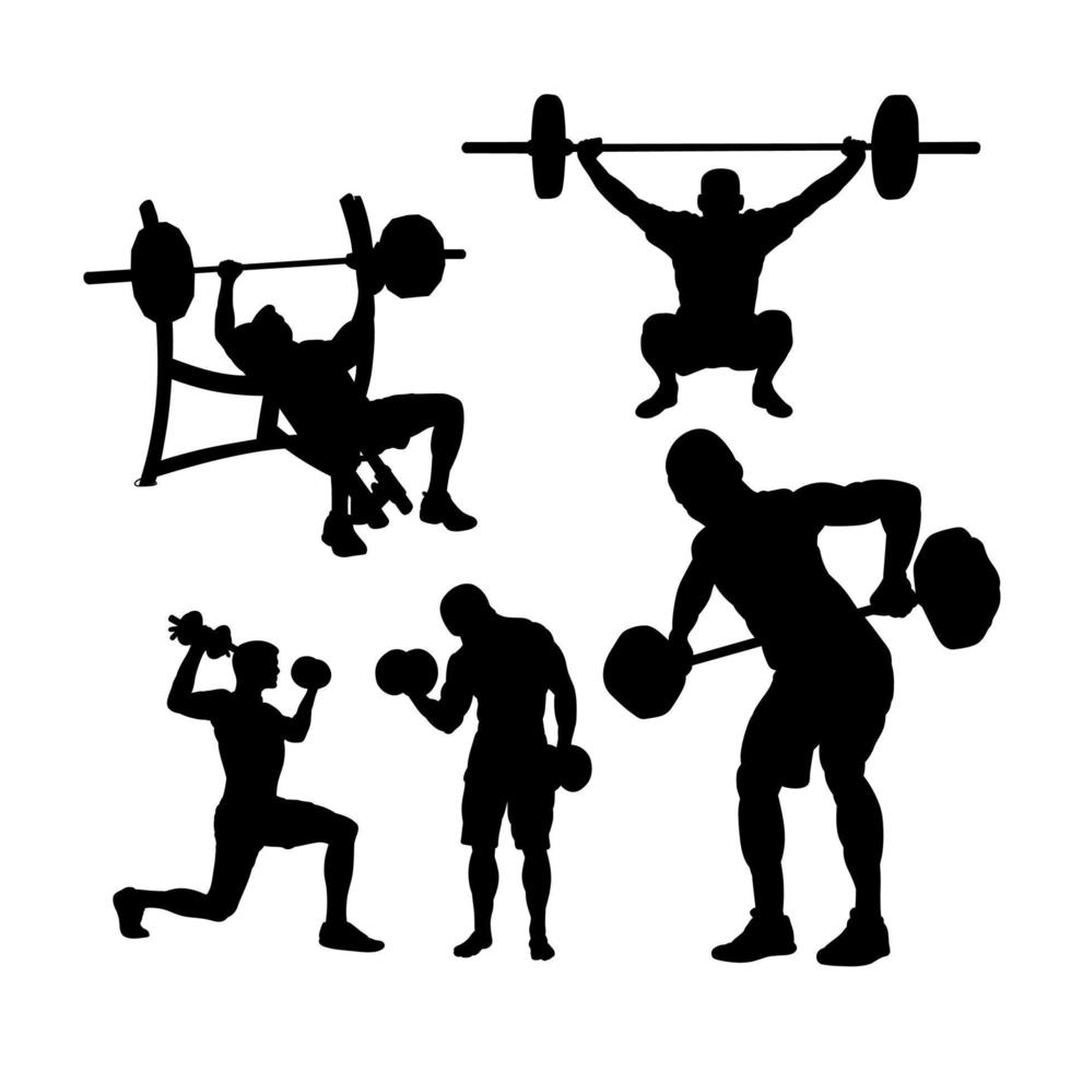 set of men fitness activity vector design