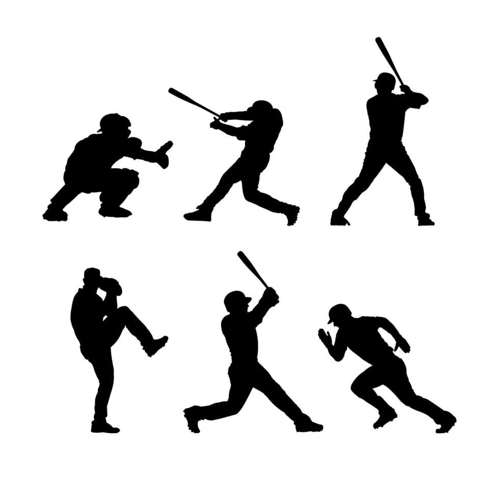 diseño de vector de silueta de jugador de béisbol