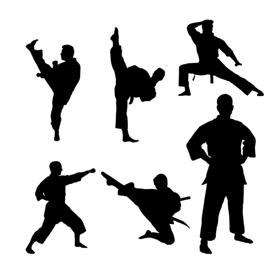 set of martial arts sports silhouettes design.eps vector