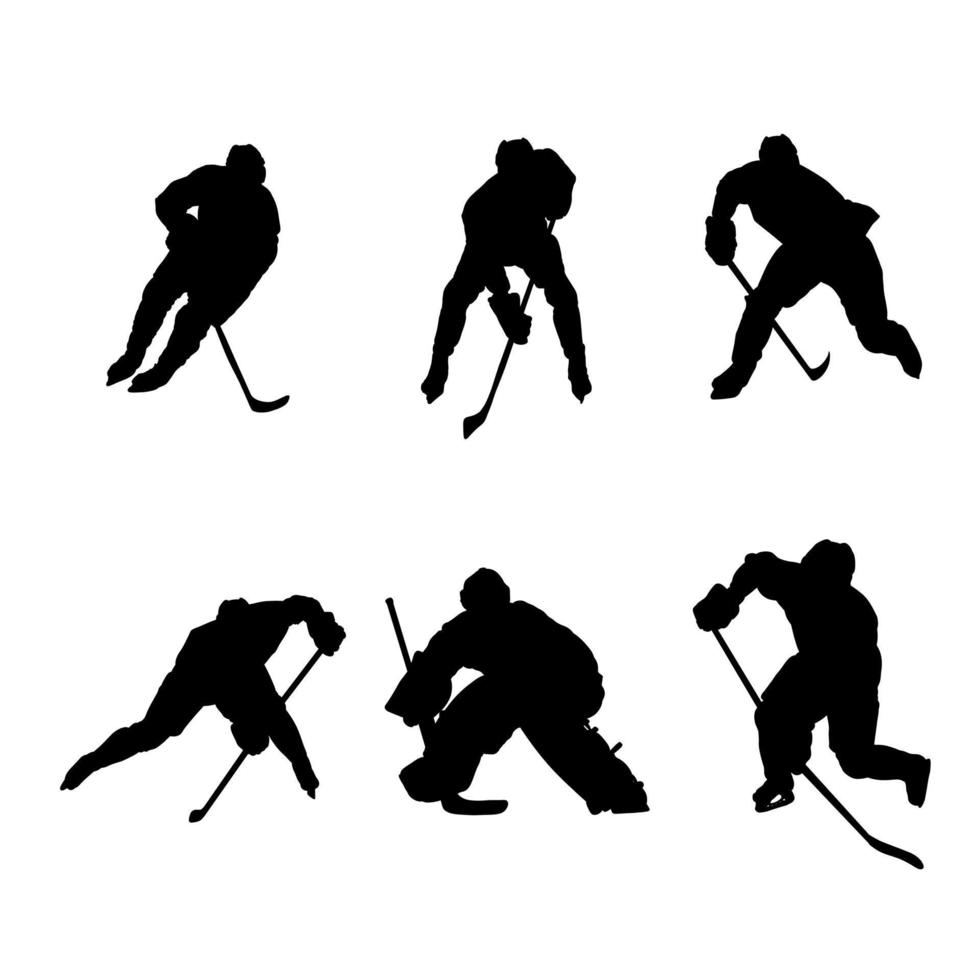 Set of ice hockey vector design silhouettes