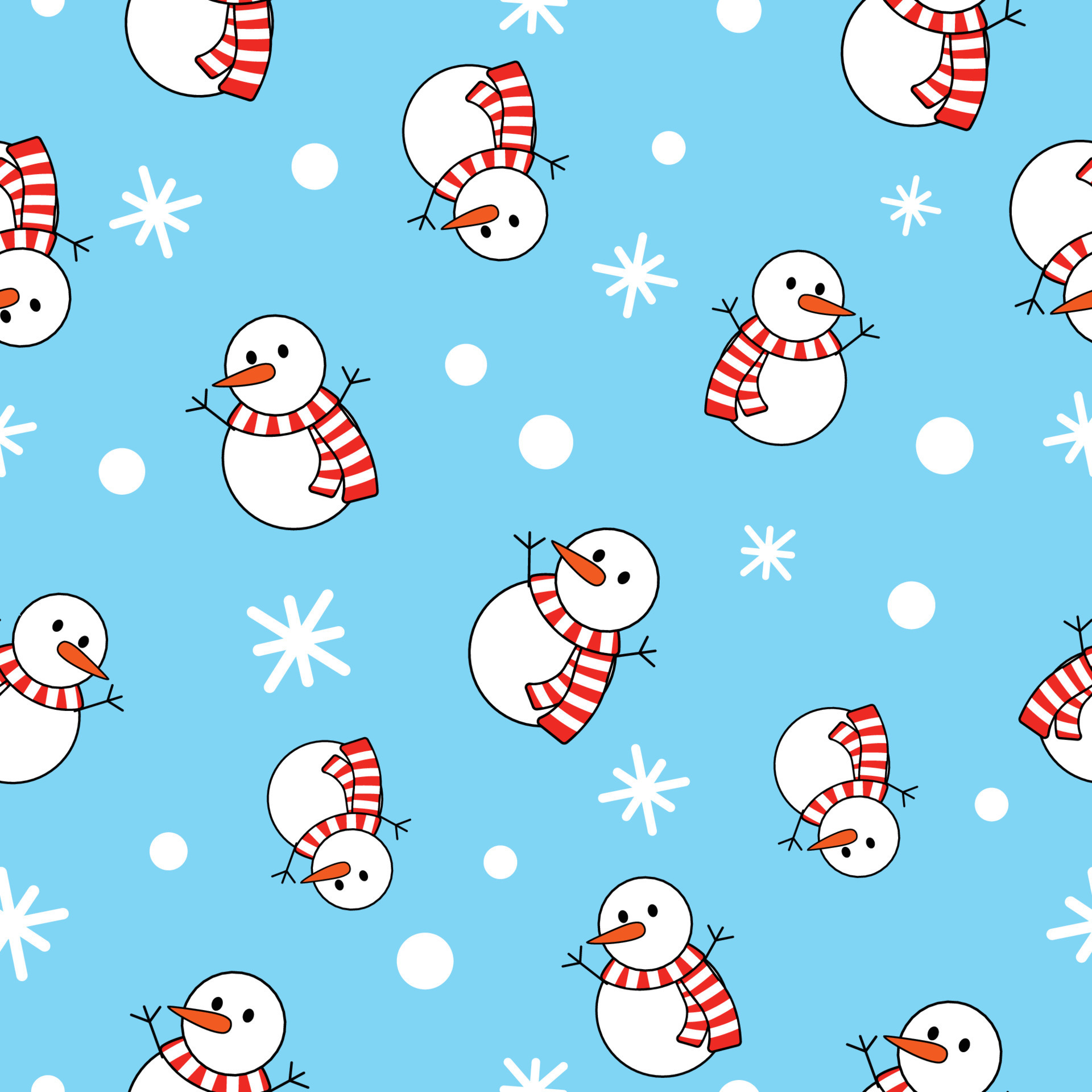Snowman cartoon pattern seamless for wrapping paper, wallpaper