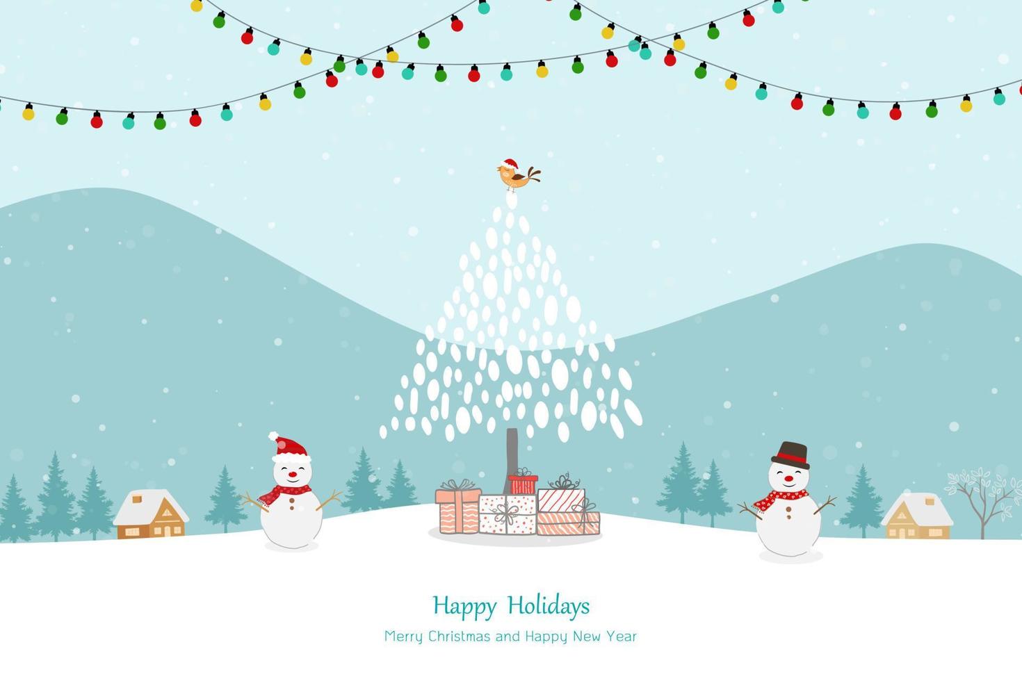Merry Christmas and Happy New Year greeting card on winter background for happy holiday,decorative or celebrate party vector