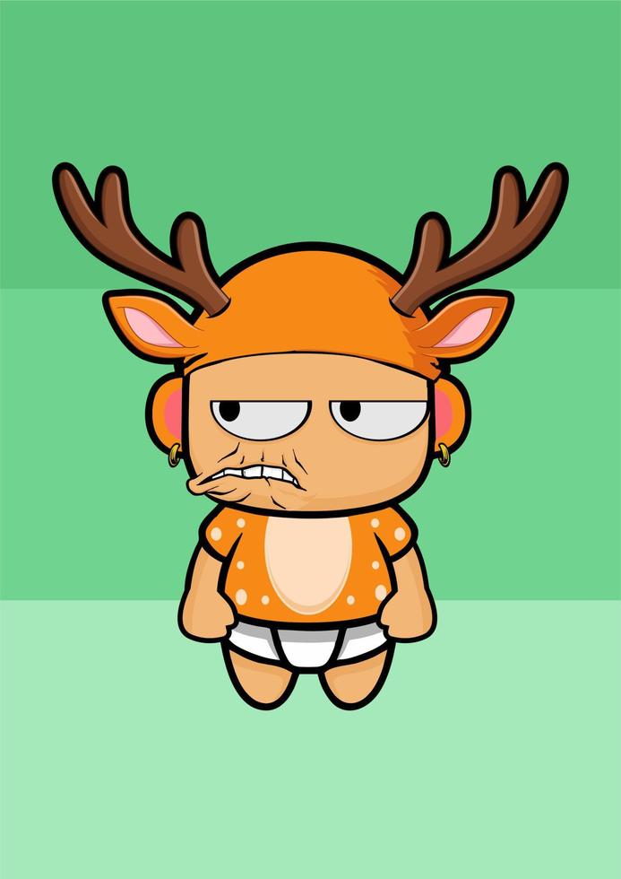 baby with deer costume green background vector