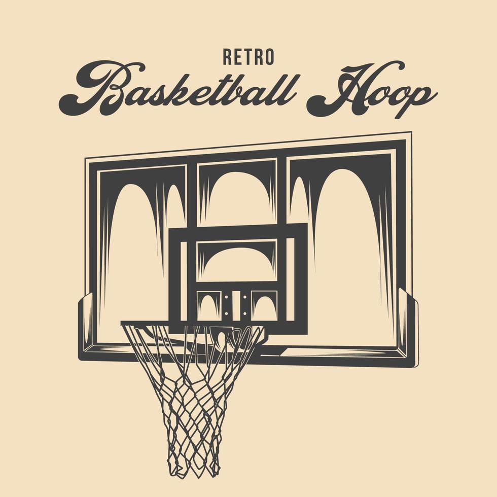 ilustración de stock de vector de aro de baloncesto retro