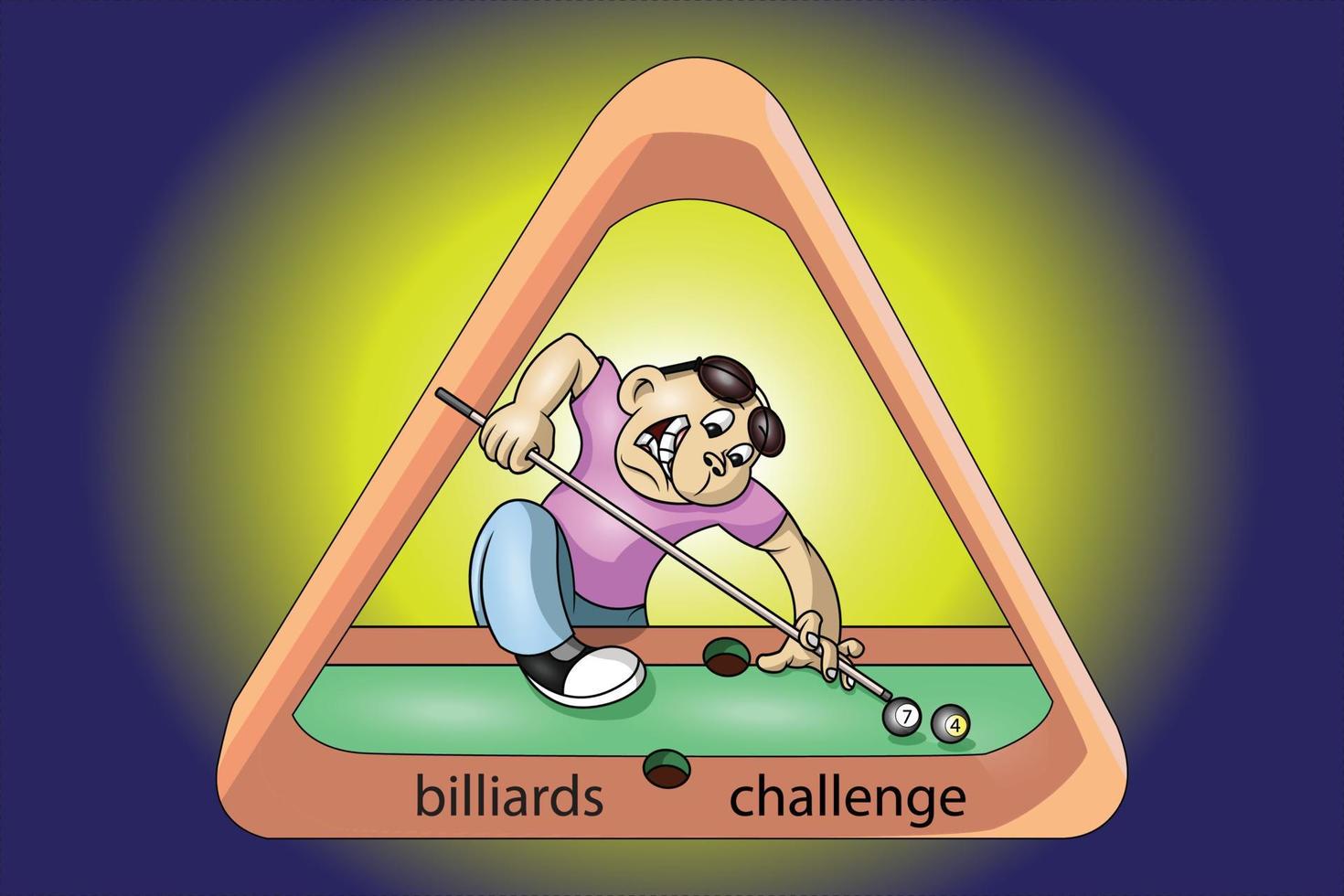 a young boy who has difficulty playing billiard vector