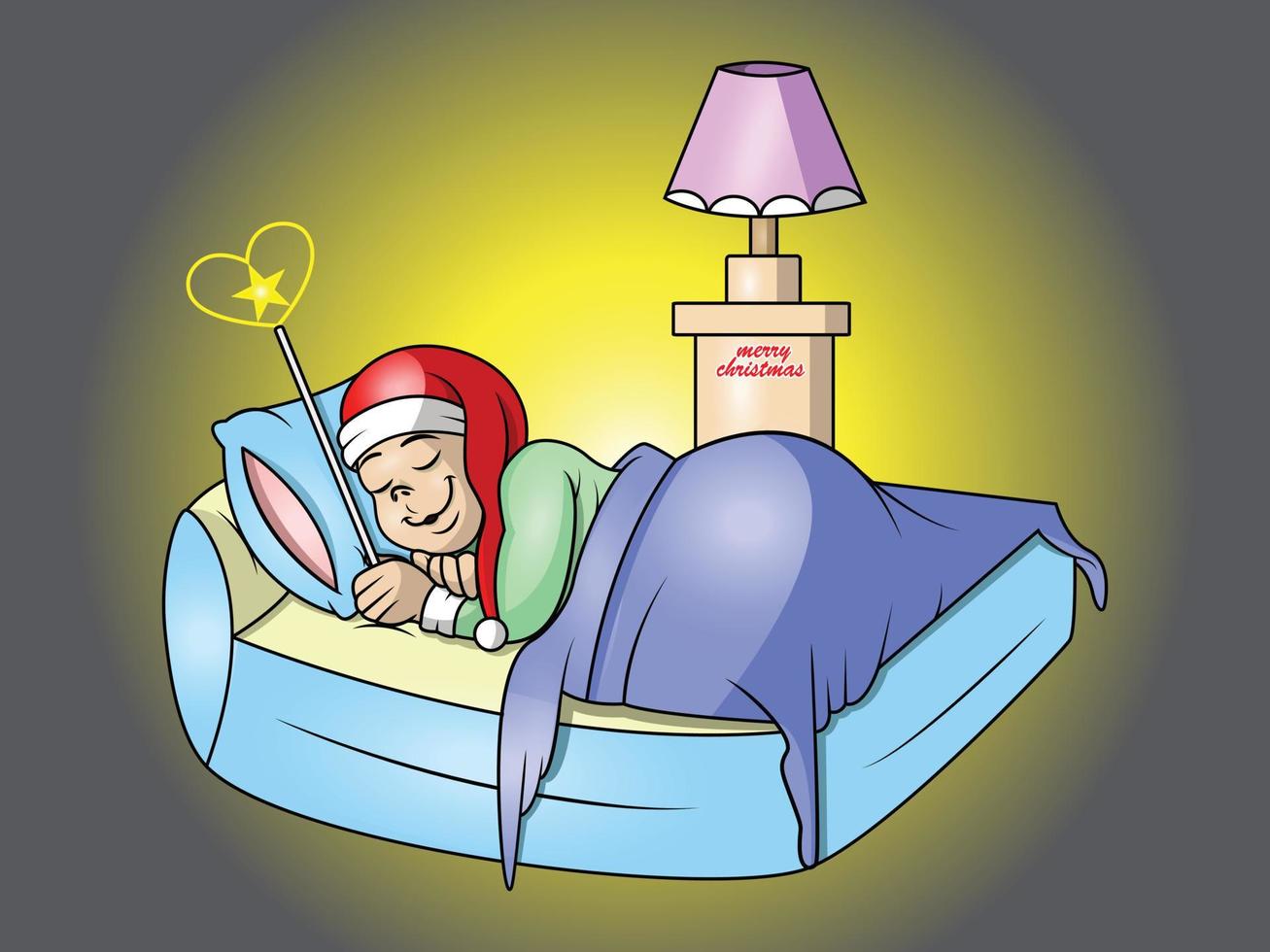 a child sleeping on christmas eve vector