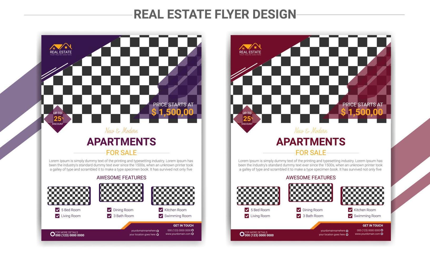 Home for sale real estate flyer template vector