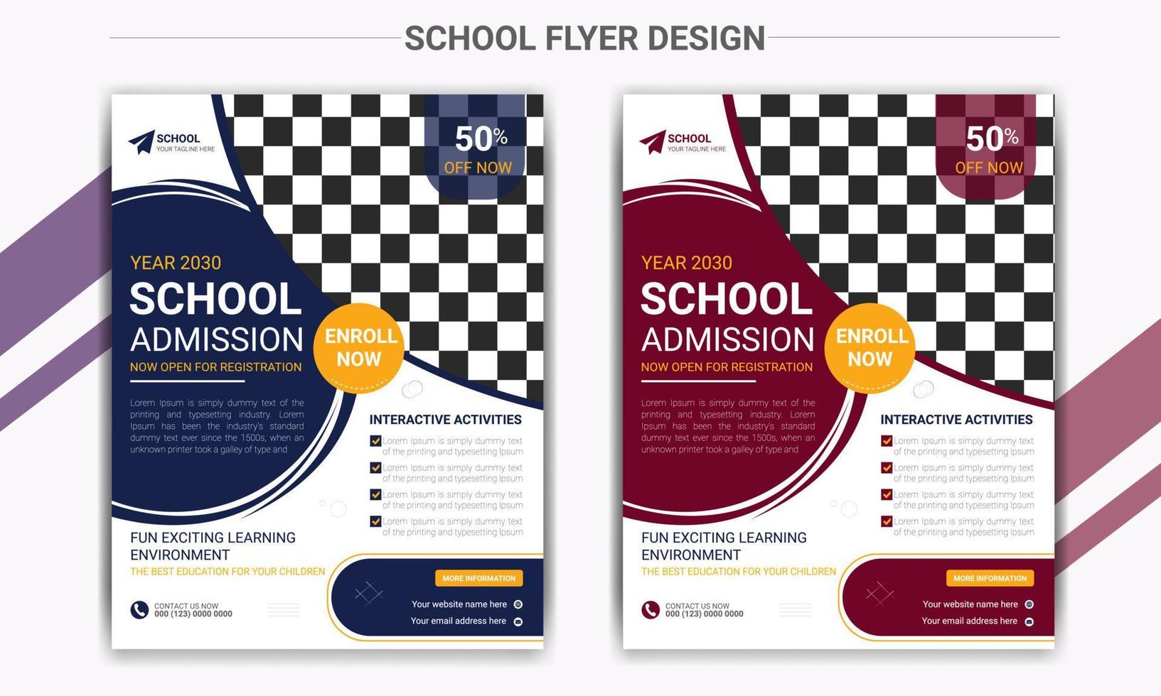 School admission flyer template design vector