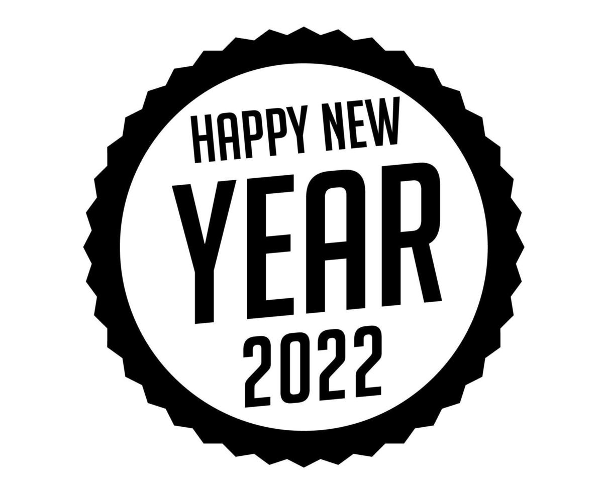 Happy New Year 2022 Black And White vector