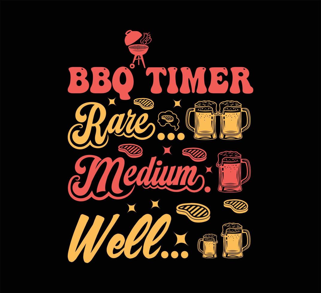 temporizador de barbacoa raro diseño de camiseta de pozo medio vector