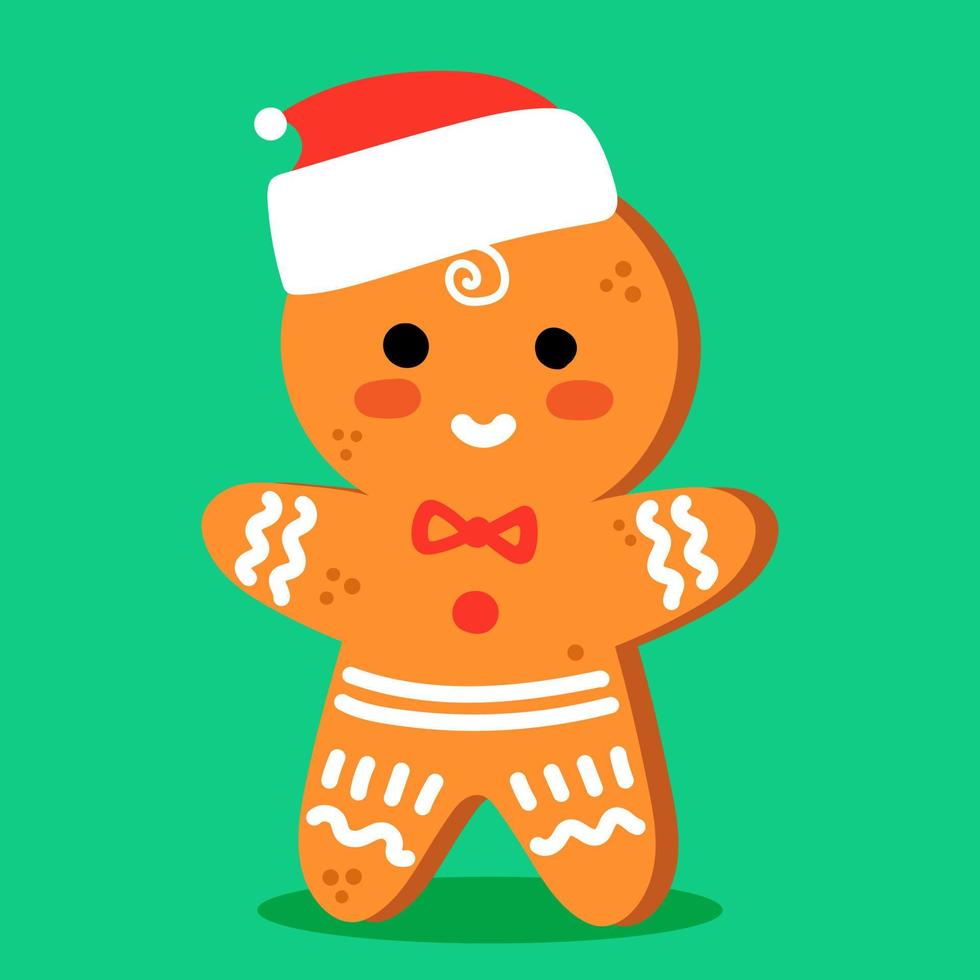 gingerbread man with icing in a santa hat vector