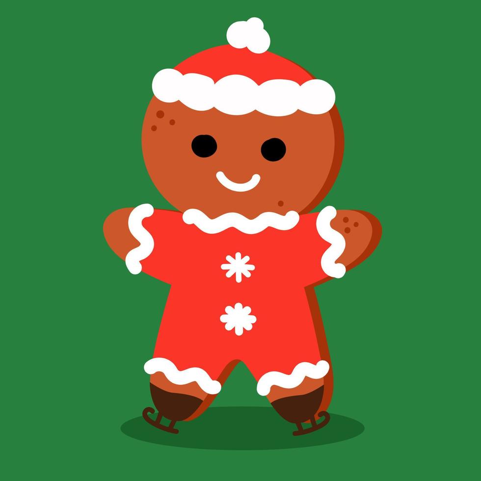 Gingerbread man with icing dressed as Santa Claus hand drawn vector