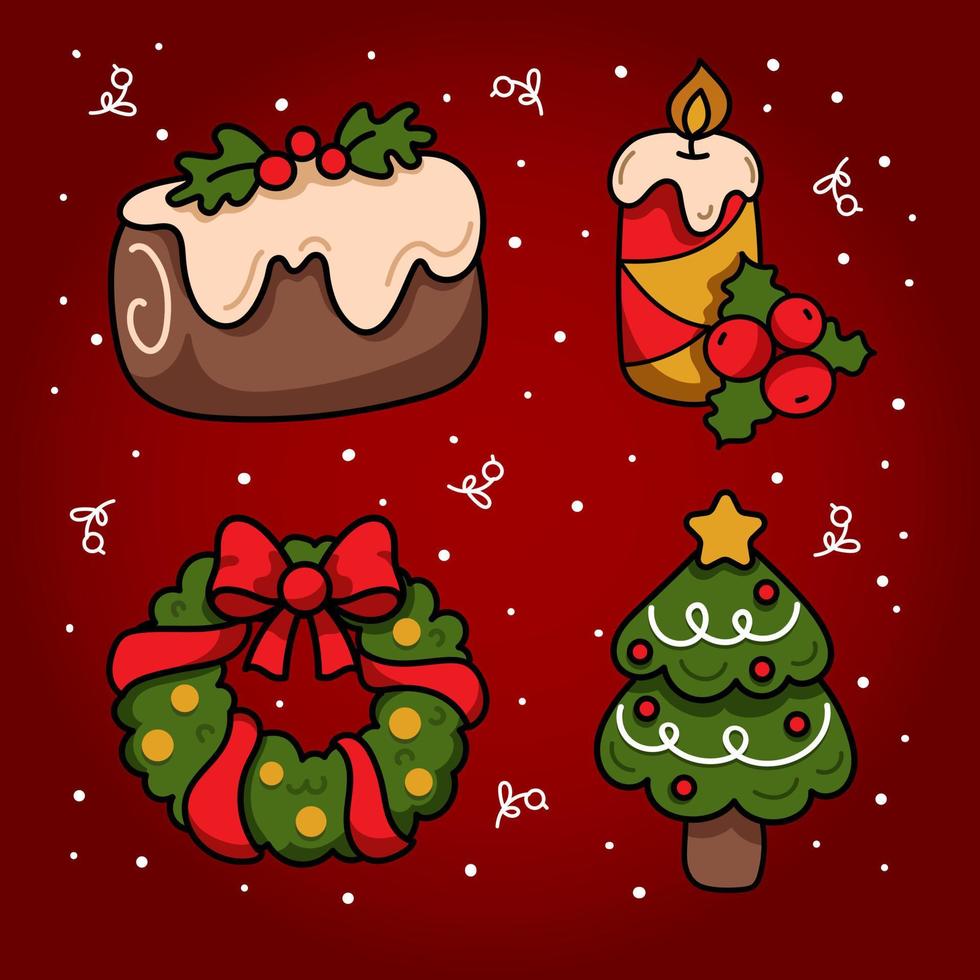 Christmas decorations and symbolls hand drawn vector