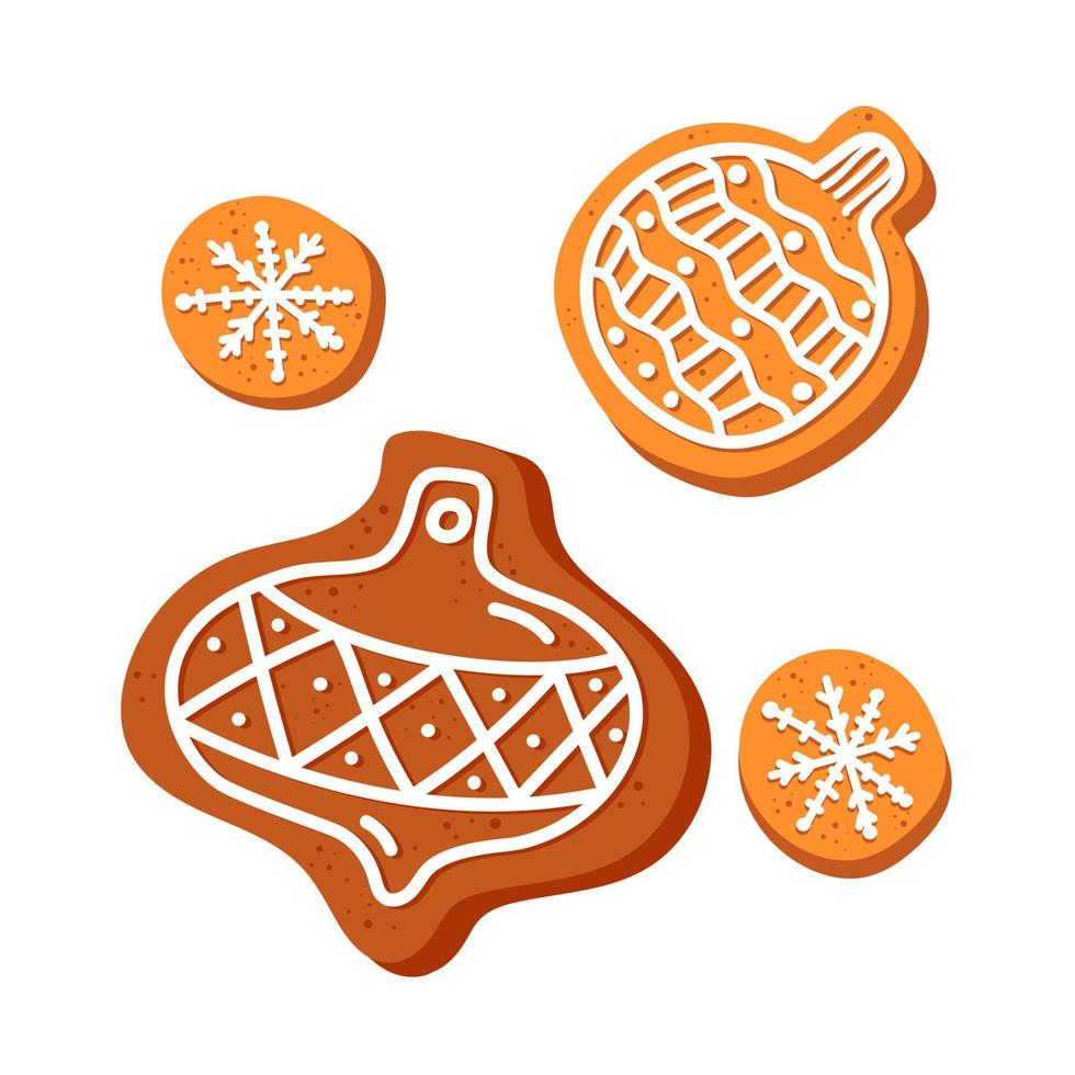 pan de jengibre en forma de adornos navideños vector