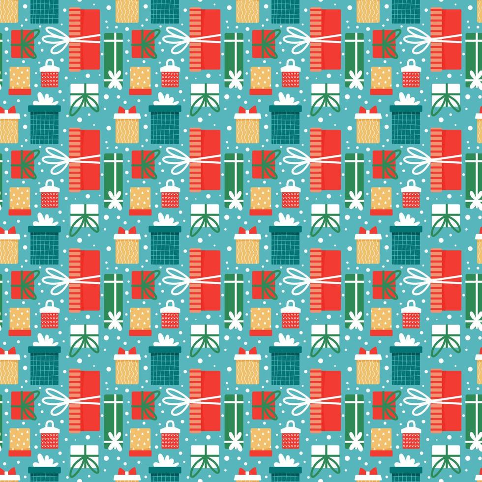 Seamless pattern for gift wrapping for Christmas. New Year's pattern. Wrapping paper with the image of gift boxes. vector