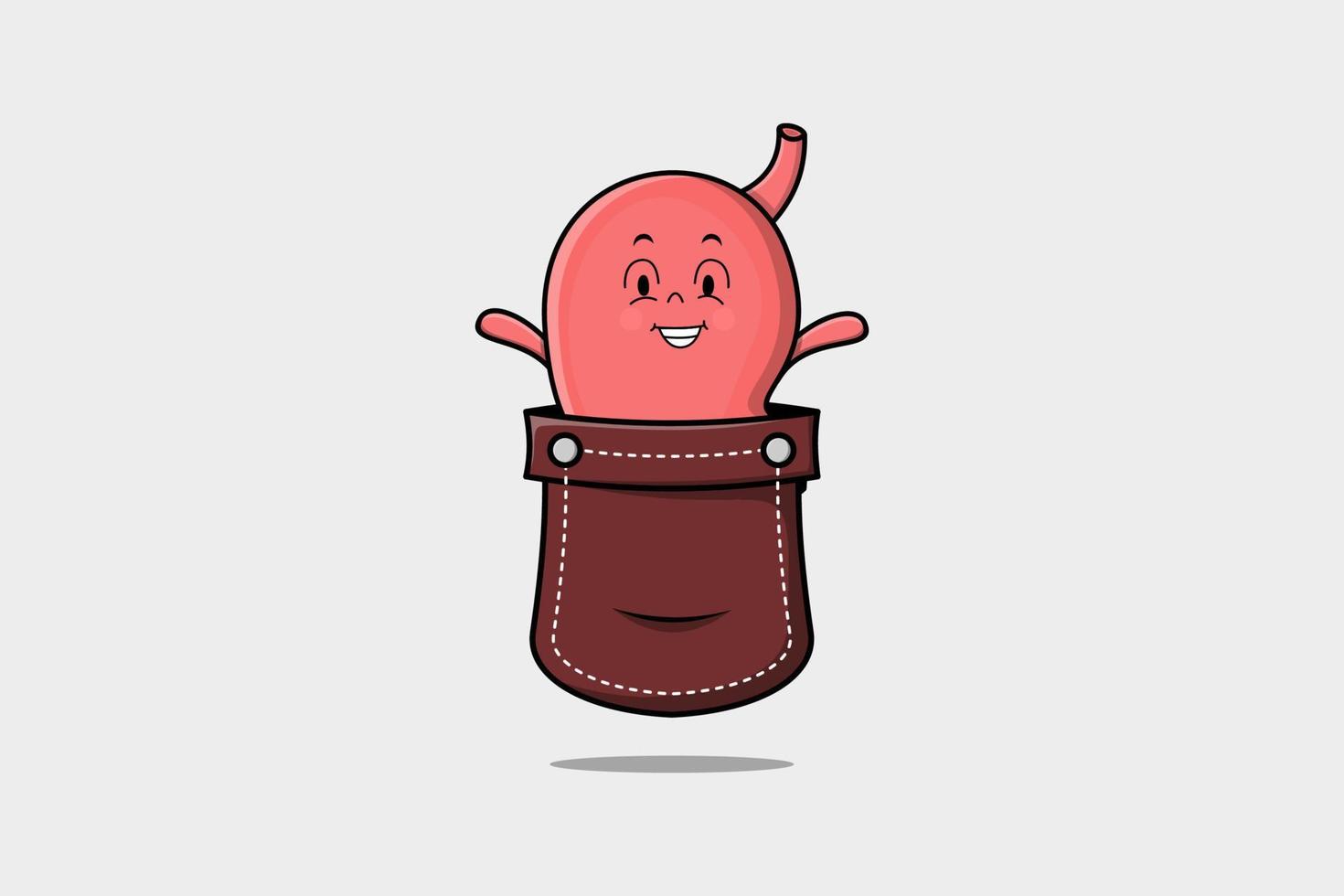 personaje de estómago de dibujos animados lindo fuera del bolsillo vector