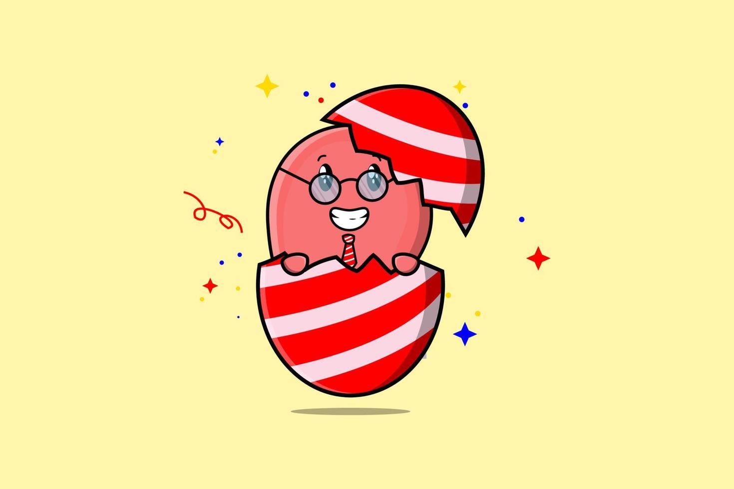 estómago de dibujos animados lindo fuera del estómago de pascua vector