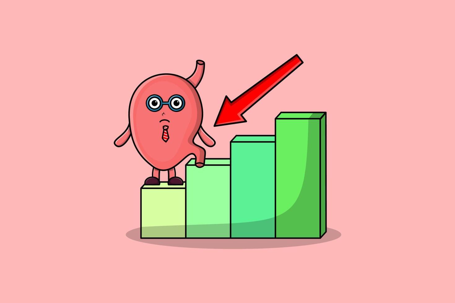 Stomach cute businessman with a inflation chart vector