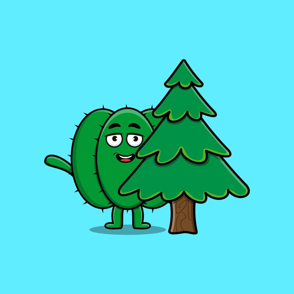 Cute cartoon Watermelon character hiding tree vector